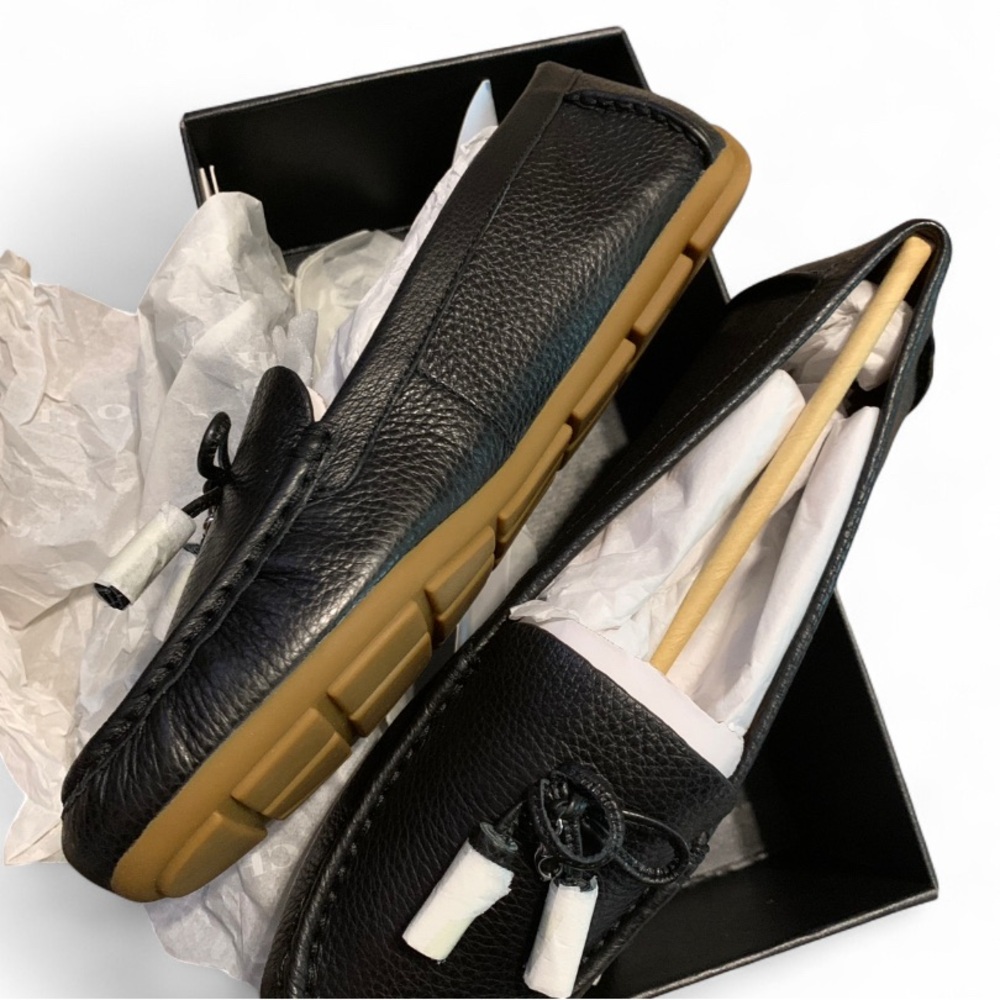 COACH Minna Solid Black Leather Moccasin Driver Loafer Tassel Size 8.5 (S746) - Picture 5 of 11